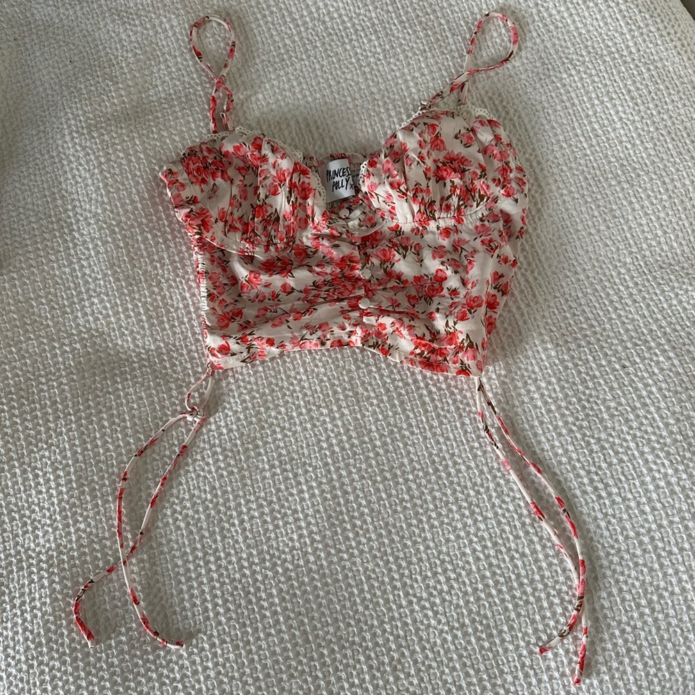 Princess Poly Red/Pink Floral Tank Top